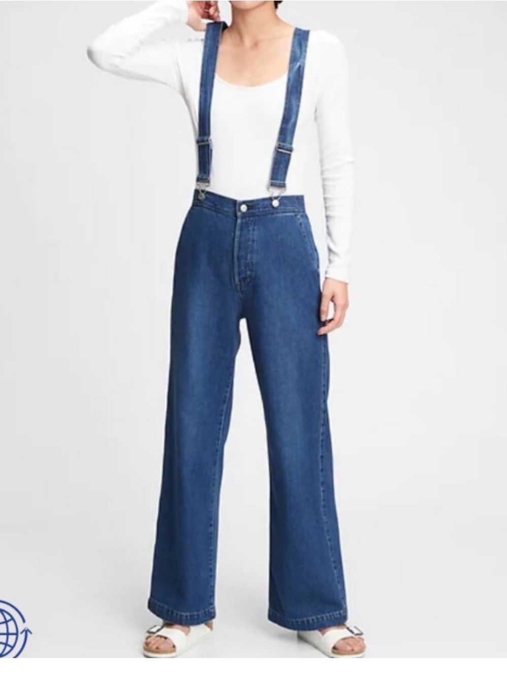 Gap Suspender Wide Leg Indigo Wash Button Fly Jeans Women’s Size 28 / 6